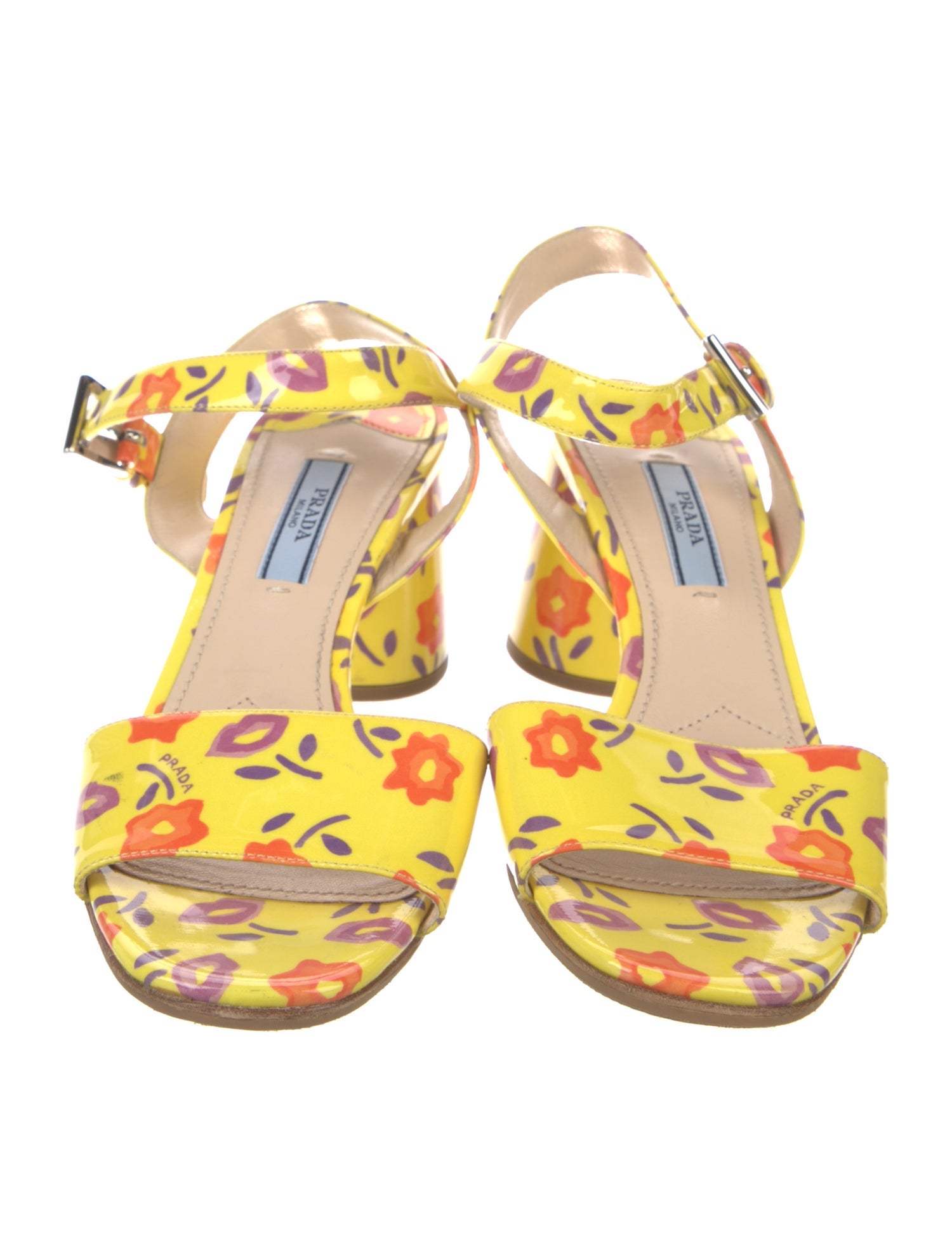 Prada Patent Leather Floral Print Sandals